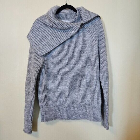 Contemporaine Sweater Women S Gray Exclusive Simons Chunky Ribbed Knit Oversized - Picture 15 of 16